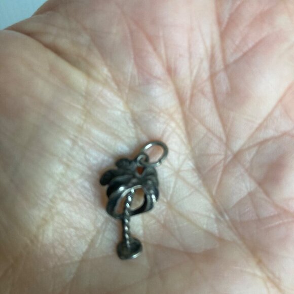 Sterling Silver Palm Tree Pendant Charm Beach Theme Tropical Jewelry 1/2 Inch - Picture 2 of 6